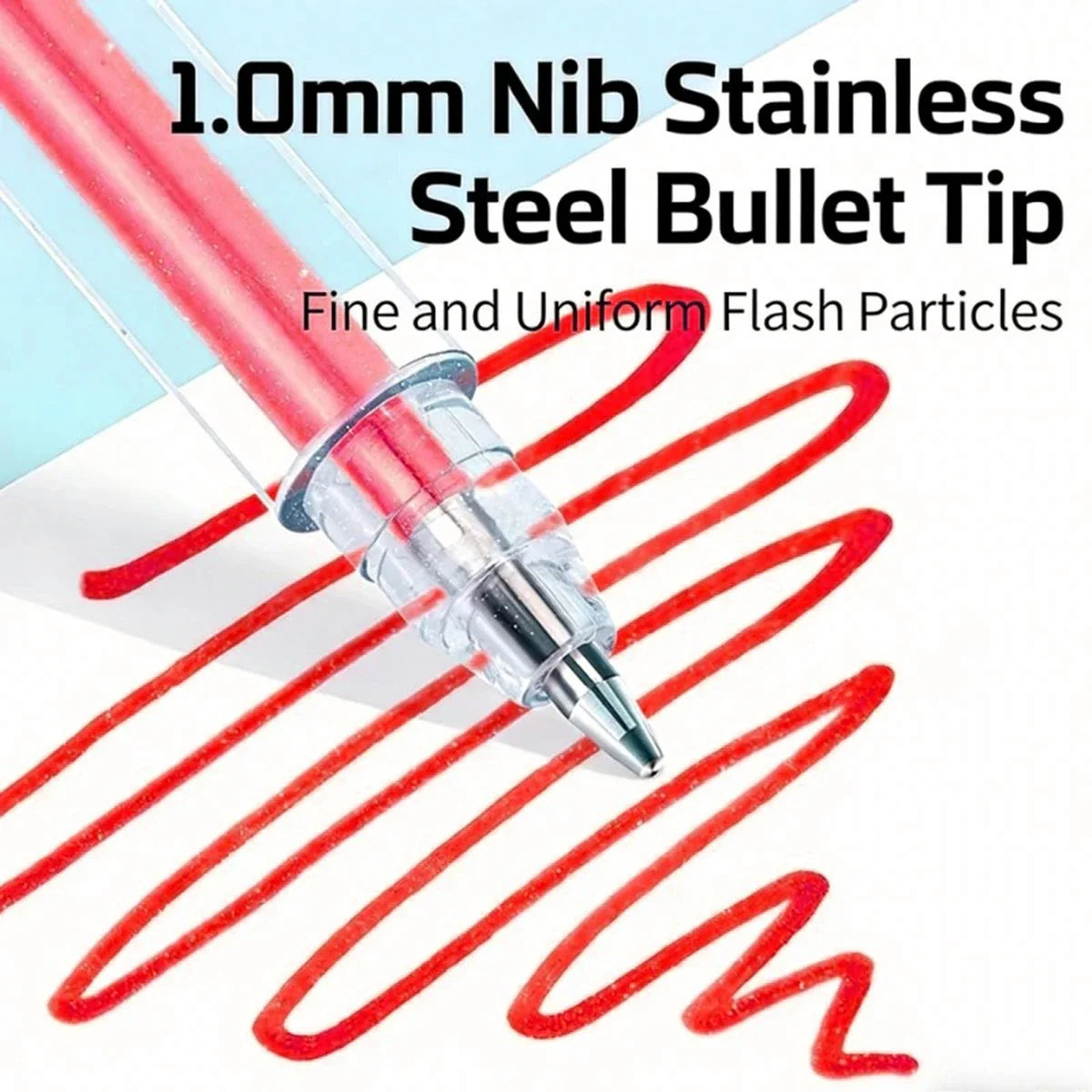 60 Color Glitter Gel Pens - 1.0mm Metal Tip Ballpoint Pens for Drawing, Coloring, DIY Crafts and Journaling
