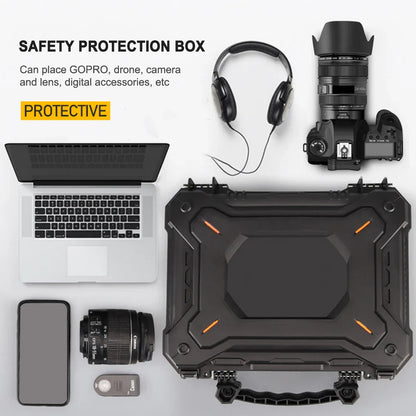 Tool Box Hard Carry Case – Waterproof Safety Carrying Case with PU, Portable Military Pistol Storage Bag and Foam Pads