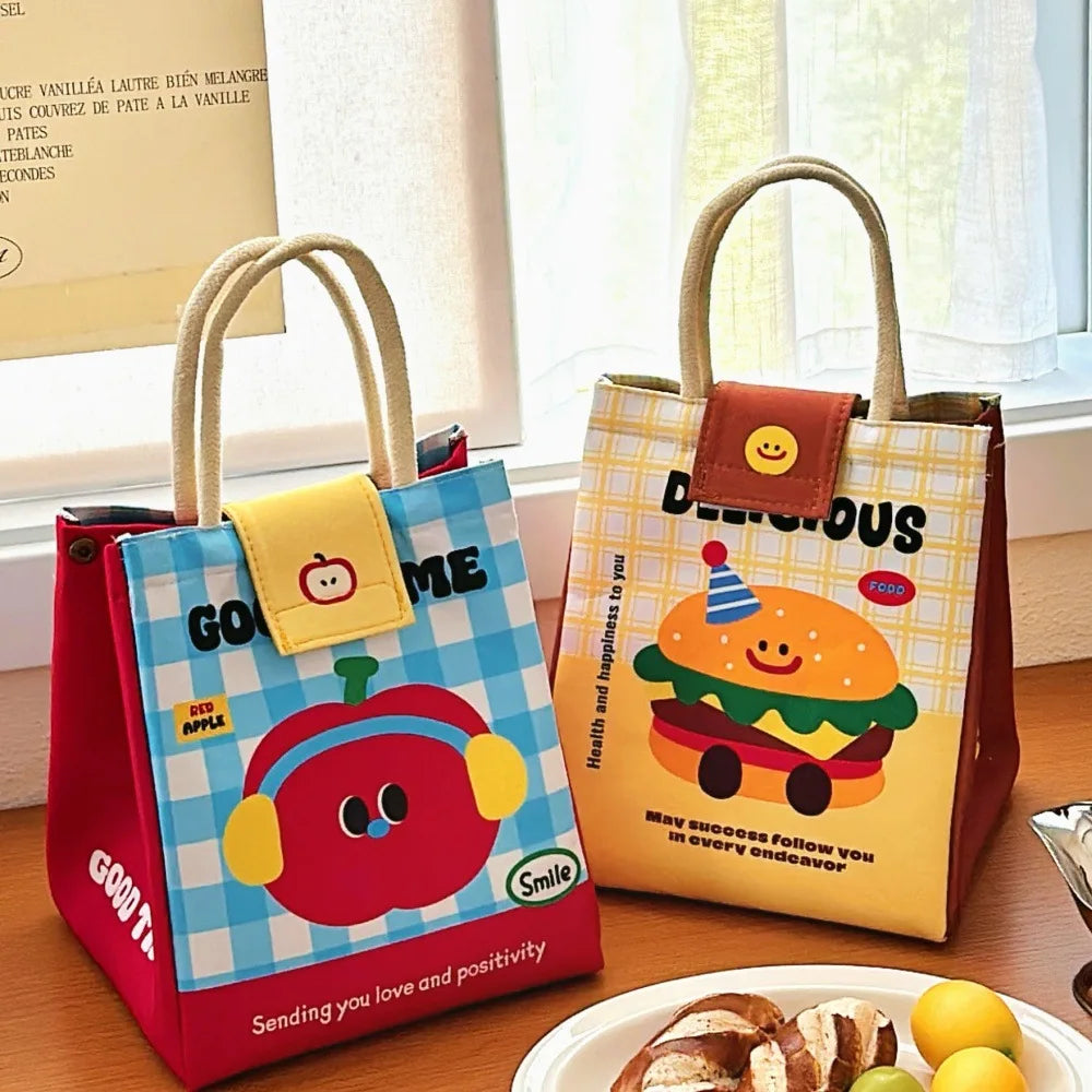 Cute Bento Lunch Bag – Large Capacity Insulated Tote for Office Workers, Students, and Fresh-Keeping Meals