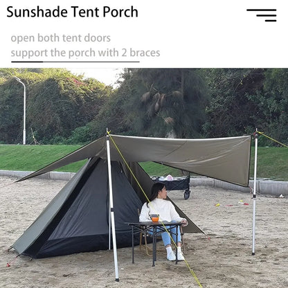 Camping Hot Tent with Chimney Window – Ultralight Tipi Teepee Pyramid Tent, Double Layer Bushcraft Shelter for 1 Person