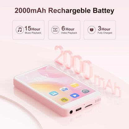 80GB MP3 Player Android 9.0 - Bluetooth, WiFi, 4.0-Inch Touchscreen, Speakers, FM Radio, eBooks, Up to 512GB Capacity