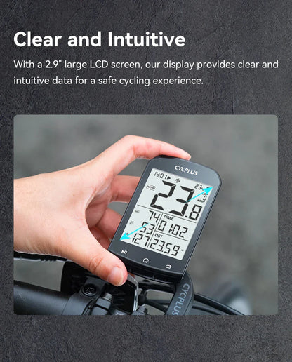 CYCPLUS M1 GPS Bicycle Computer - Bluetooth 5.0 & ANT+ Cycling Speedometer | Speed Meter Compatible with Garmin Zwift | Bike Accessories