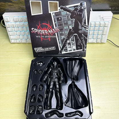 Sentinel Peter Parker Action Figure – Spider-Verse Noir PVC Collectible, Movable Miles Parker Figurine