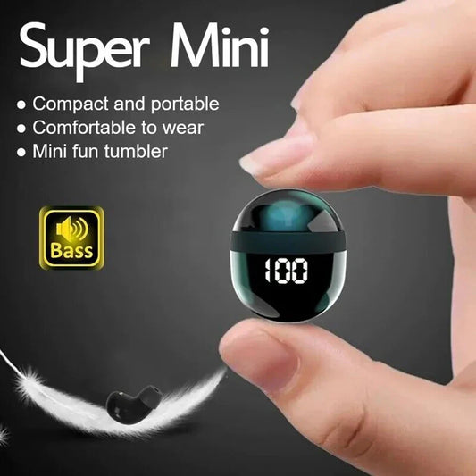 SK18 Mini Invisible Wireless Bluetooth 5.3 Headphones — Bass Sleeping Earbuds with Mic, Noise Cancellation & HD Sound