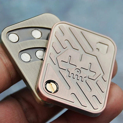 Metal Skull Push Slider Stress Relief Toy - EDC Magnetic Spinning Top for Adults, Portable Decompression Gift