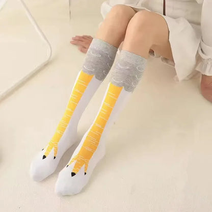 Men's 3D Chicken Print Socks - Funny Cartoon Thigh-High Cotton Cosplay Socks
