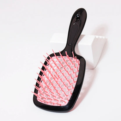 Tangled Hair Combing Massage Brush — Hollow Curly Hair Salon Brush for Real Hair & Wigs