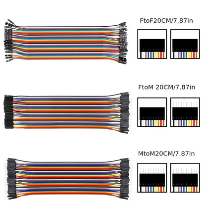 40PIN 20CM Dupont Jumper Wire Cable - Male to Male, Female to Male & Female to Female for Arduino DIY Kit