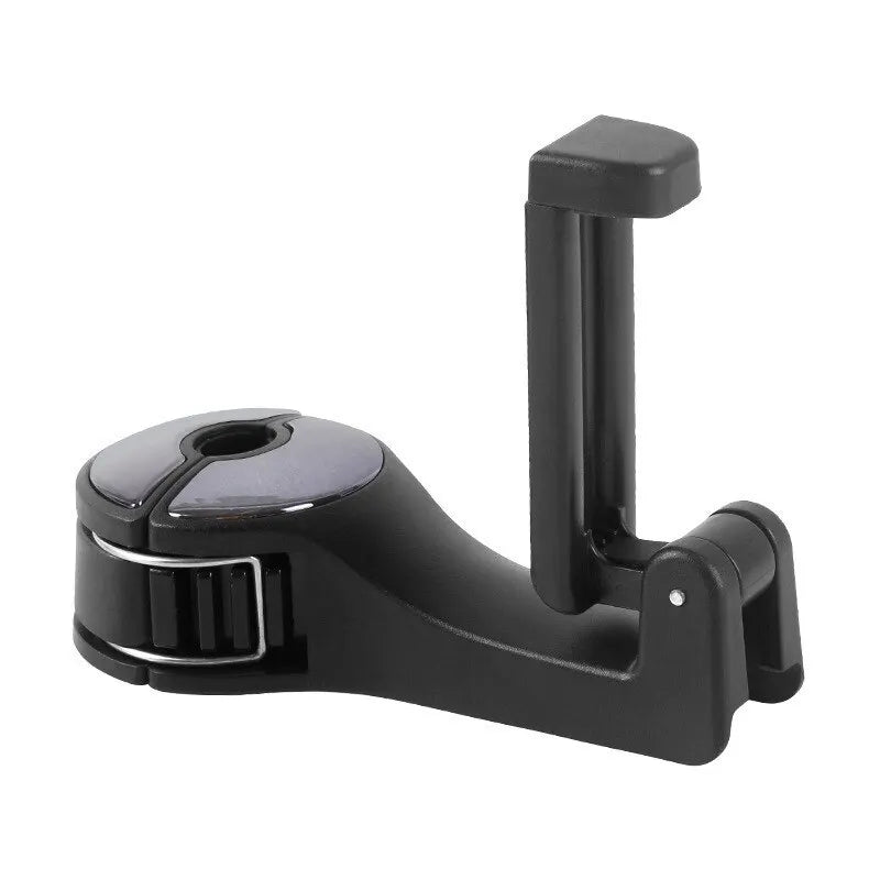 Versatile 2-in-1 Car Hook with Hidden Rear Headrest Design - Secure Lock Type Mobile Phone Holder Included