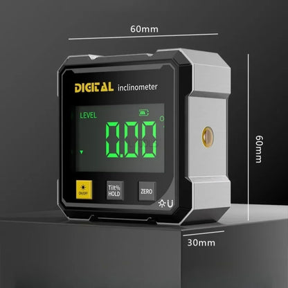Pocket Digital Level Protractor — Professional 360° Magnetic Inclinometer with Digital Display & Laser Angle Gauge
