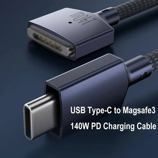 2M USB-C to MagSafe 3 Magnetic Charger Cable — 140W PD Laptop Charging for MacBook Air/Pro A2442/A2485/A2681