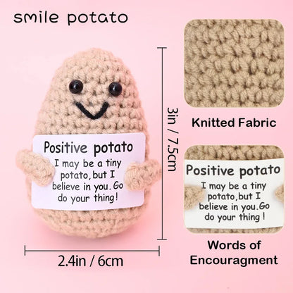 Positive Energy Crochet Doll — Handmade Knitted Plush Potato, Plant, Avocado, Bee & Animal Pocket Hug Emotional Support Gift