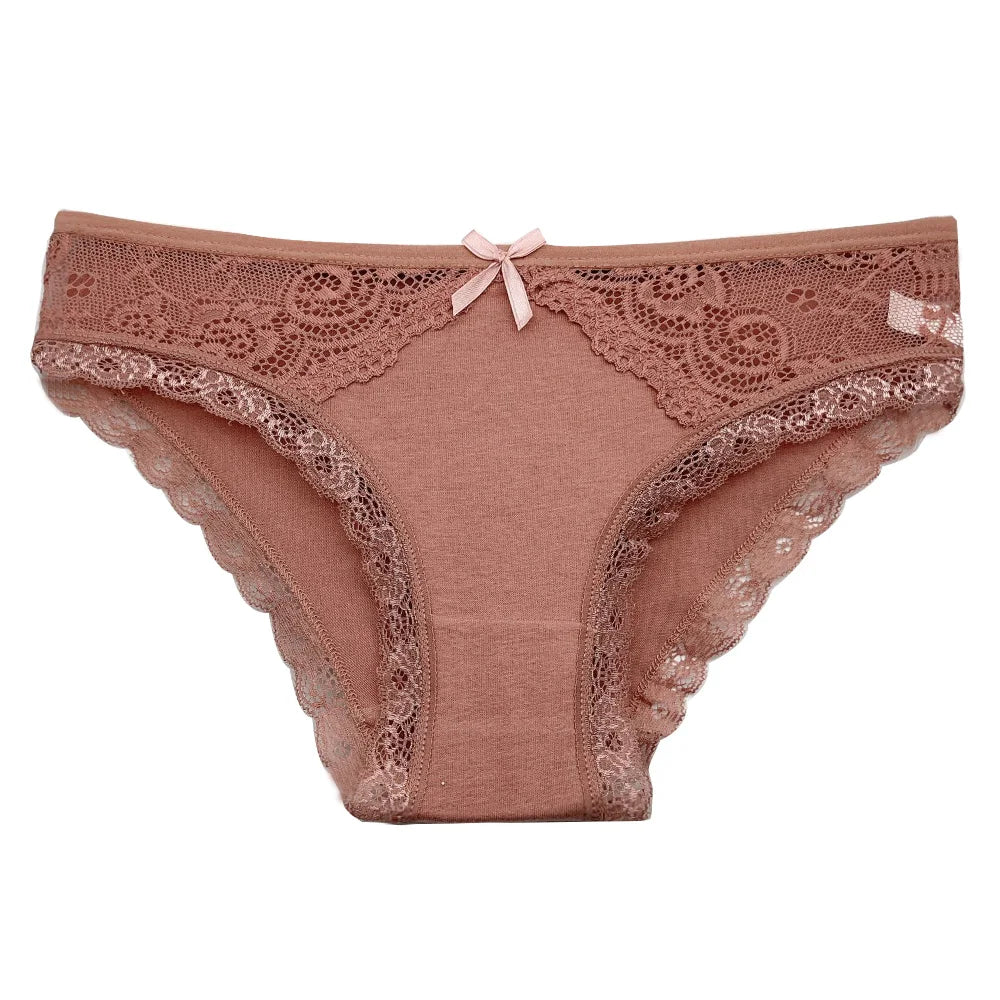 5-Pack Women’s Low Rise Lace Panties — Sexy Cotton Lingerie Briefs