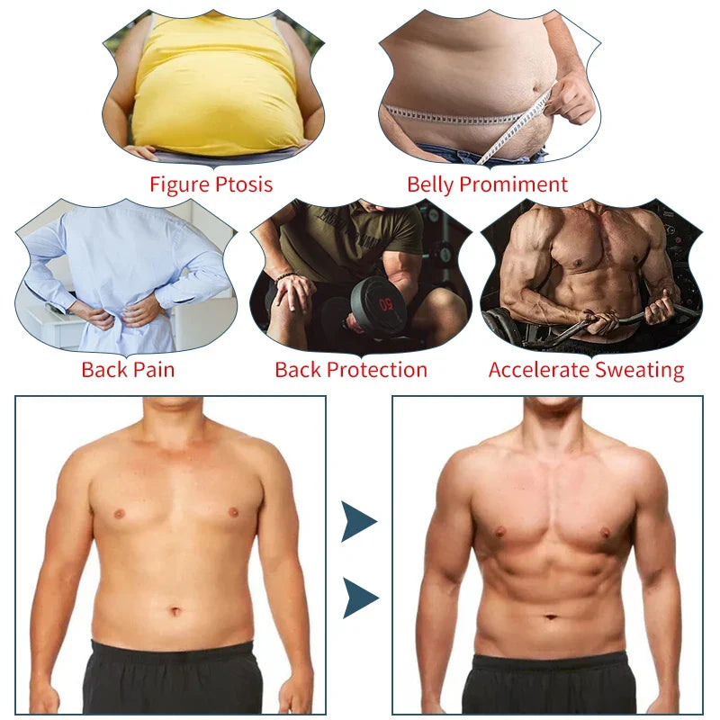 Men’s Abdomen Reducer Body Shaper Vest – Sweat Sauna Waist Trainer for Belly Slimming & Fat Burning Fitness