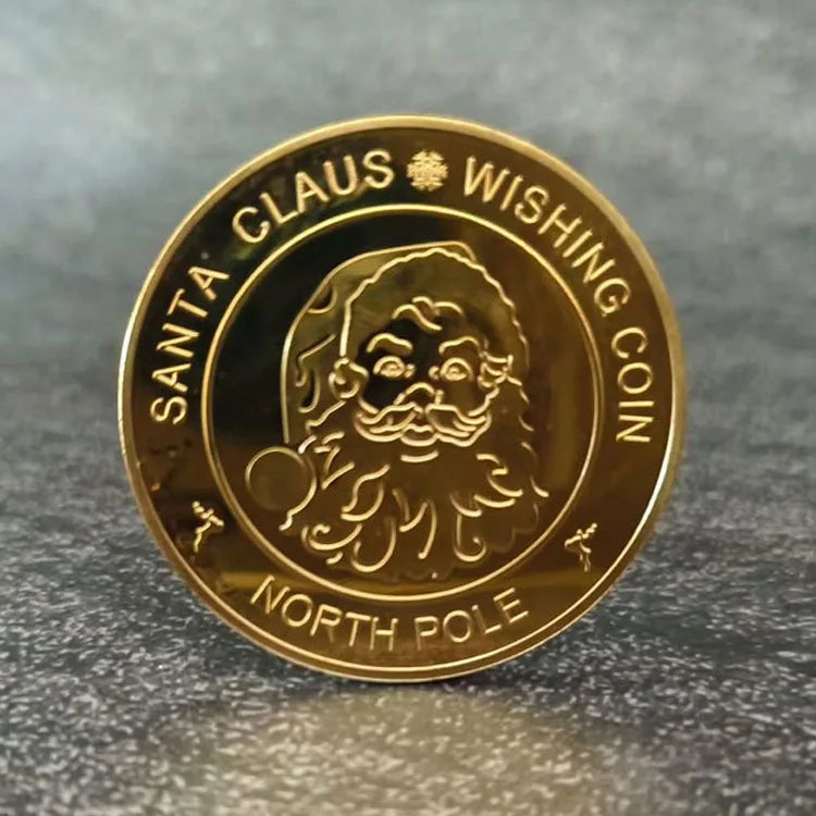 Merry Christmas Wishing Coin – Metal Commemorative Gift for Kids Xmas Eve Holiday Present