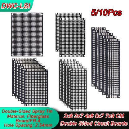 5/10PCS Double-Sided PCB Prototype Boards – Black DIY Circuit Boards 2x8 3x7 4x6 5x7 6x8 7x9cm for Electronics Projects