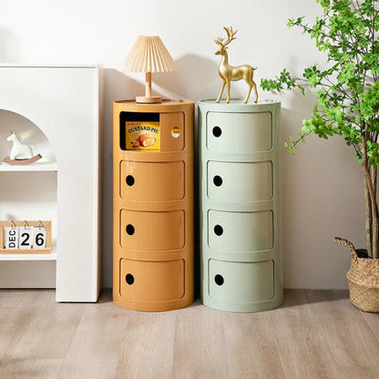 Nordic Minimalist White Bedside Table – Modern Round Plastic Side Cabinet, Small Creative Storage Unit