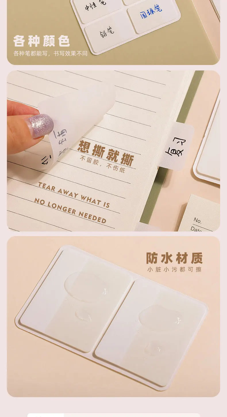 Waterproof Index Stickers - Small Transparent Cards for Office, Note Marking & Classification Index Tabs