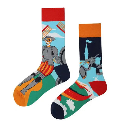 WY_New Asymmetrical Couples Mandarin Ducks Cotton Socks – Fashion Sports Colorful Medium & High Sleeve Unisex Crew Socks, Trendy Couple Gift Socks