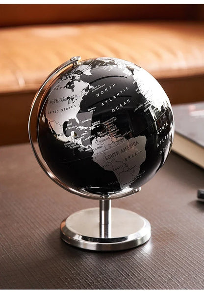 Rotating World Globe with Metal Base – Educational Geography Globe for Children, Classroom Learning Stand