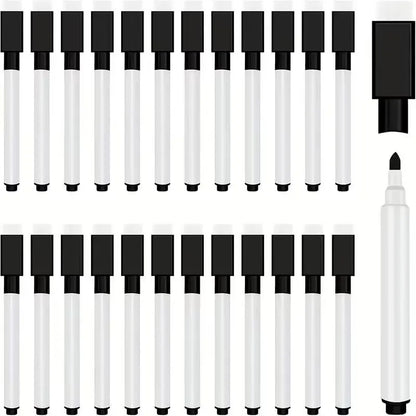 25Pcs Mini Black Dry Erase Markers with Eraser Cap – Whiteboard Markers for Office & School Supplies