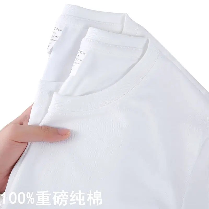 100% Cotton Unisex T-Shirt – Solid Color O-Neck Short Sleeve Tops for Men & Women, Summer Korean Loose Fit M-4XL