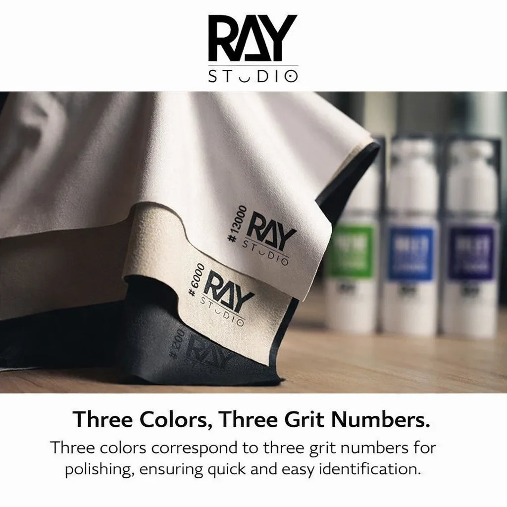 RAYSTUDIO Ultra-Soft Polishing Cloth Set #3000 #6000 #12000 300x300mm – Model Figure Cleaning & Finishing Cloth