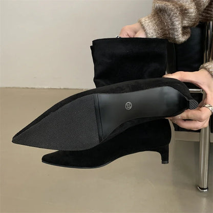 Eilyken Vintage Pointed Toe Ankle Boots – Women's Low Heel Designer Shoes for Autumn & Winter