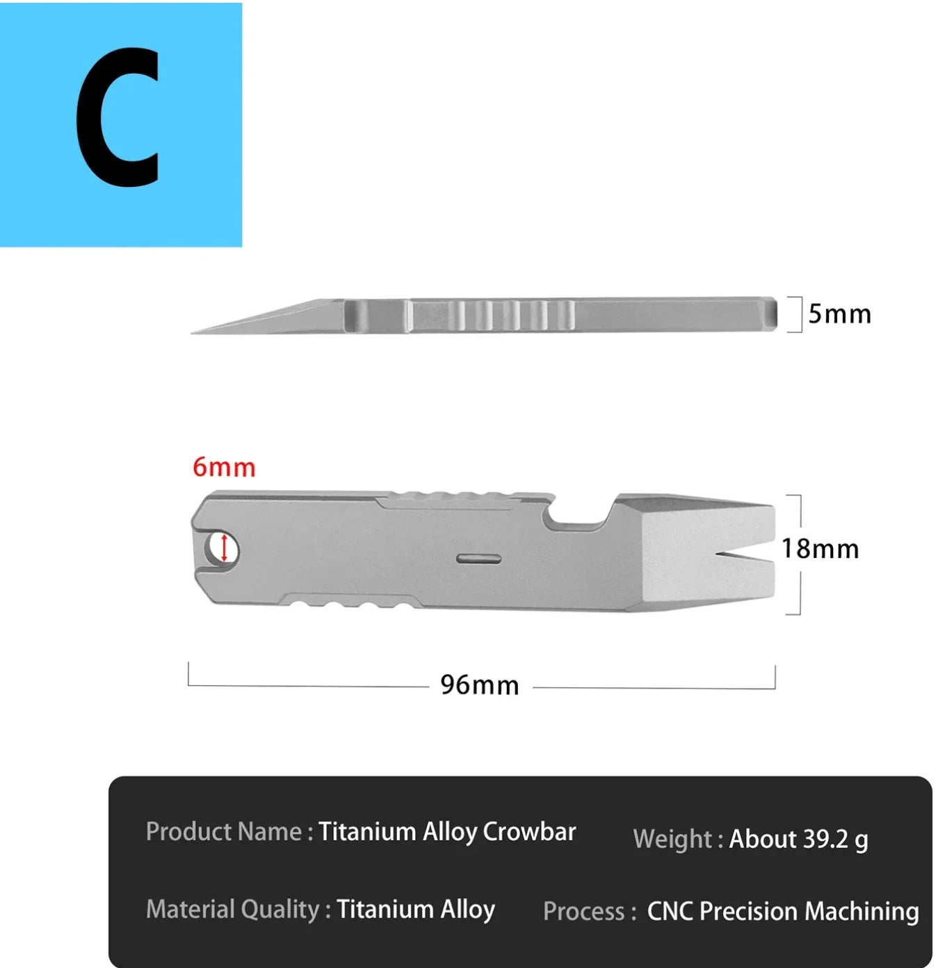 Titanium Alloy Multifunction EDC Tool – Wrench, Pry Bar, Bottle Opener & Screwdriver for Outdoor Use