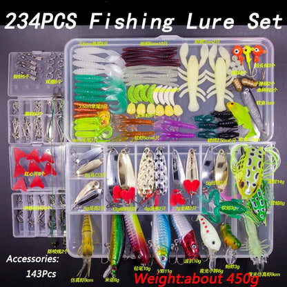 Fishing Lure Kit with Soft & Hard Baits – Minnow, Metal Jig Spoon & Crankbait Set for Bass & Pike Fishing with Storage Box Tackle Gear Kit