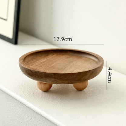 Mini Bamboo Tray Coaster – Wooden Saucer Plate for Flower Pots, Cups, and Coffee, Creative Kitchen & Home Decor Mat