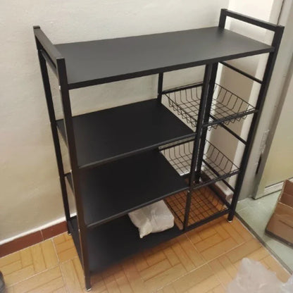 Multi-Tier Freestanding Kitchen Storage Shelf – Movable Vegetable, Snack & Grocery Organizer Rack, Bathroom Storage Solution