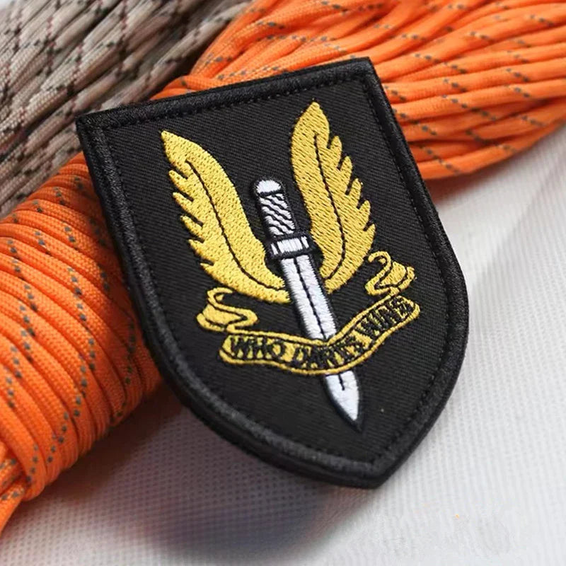 England Flag Embroidered Arm Badge – SAS Special Air Service Hook & Loop Patch, Task Force 141 Tactical Cloth Emblem Stickers