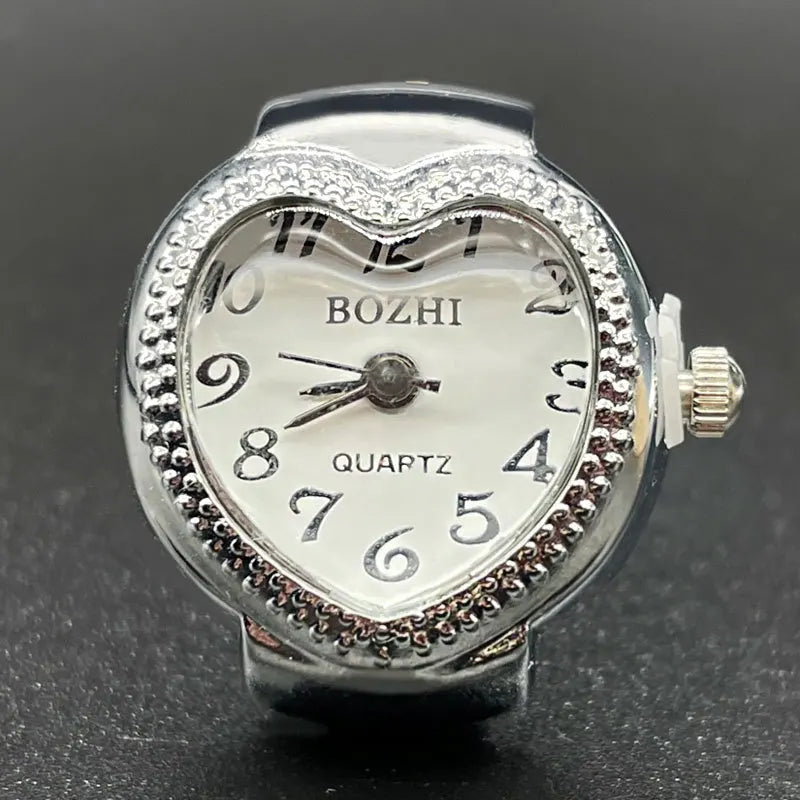 Arabic Digital Ring Watch - Alloy Shell Love Quartz Fashion Timepiece for Men & Women