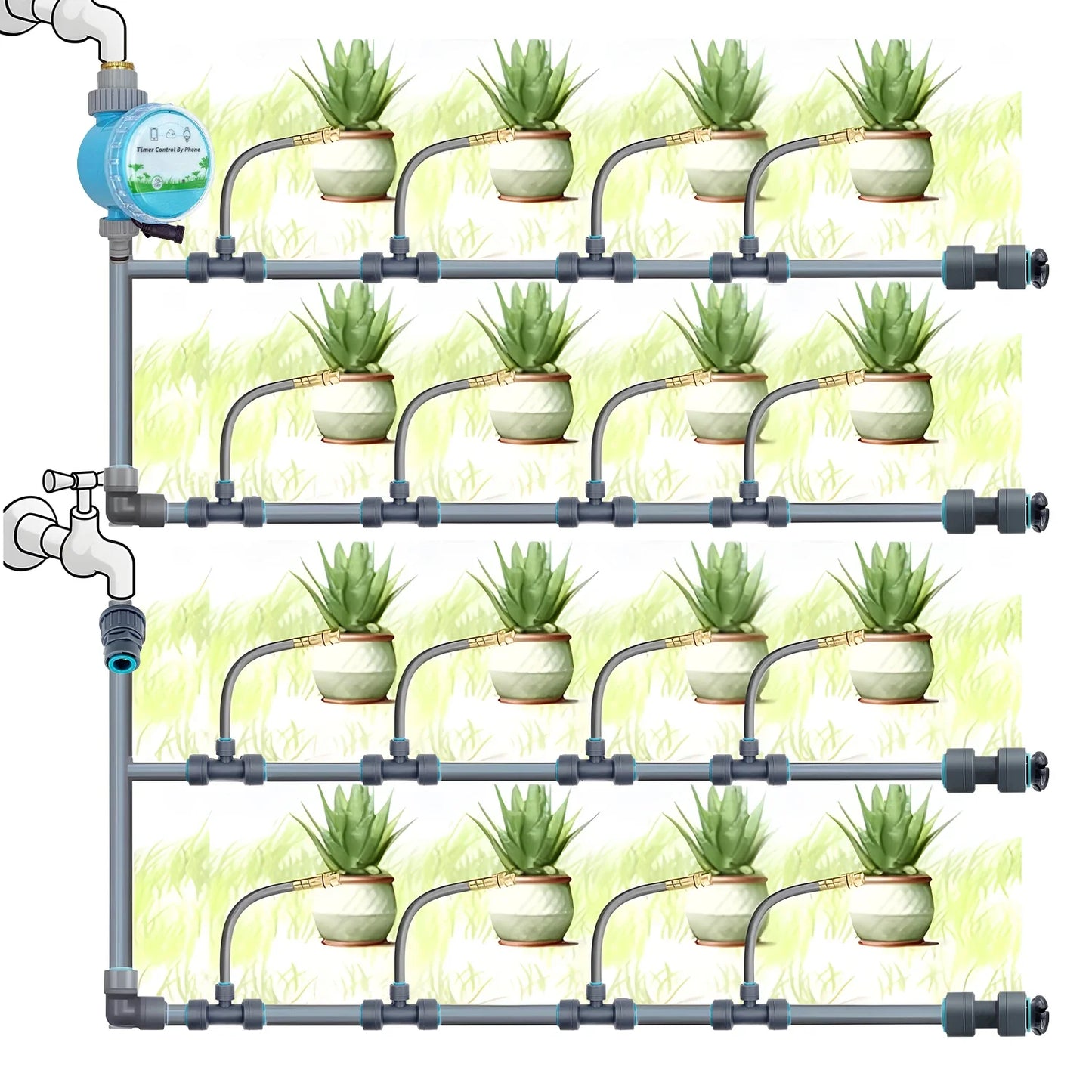Adjustable Brass Fogging Spray Kit – 3/8" Flexible PE Hose Quick Connect Cooling & Dusting Garden Watering System
