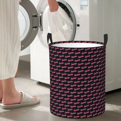 Custom Barbie Logo Laundry Basket – Collapsible Large Capacity Clothes Storage Bin, Disney Baby Hamper