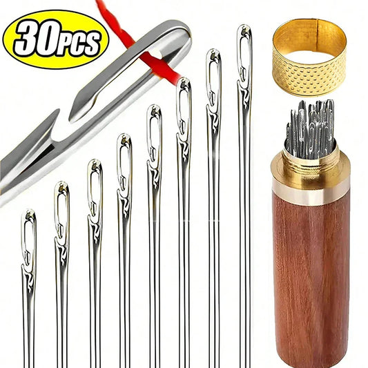 Side Hole Blind Sewing Needles – Stainless Steel Self-Threading Hand Sewing Pins for DIY & Home Use