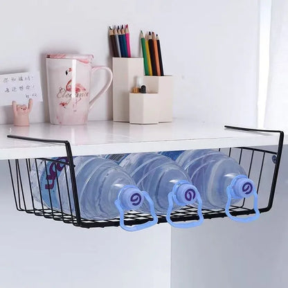 Multipurpose Hanging Closet Storage Basket — Metal Organizer for Kitchen Cabinets, Desks, and Home Use