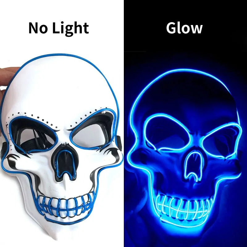LED Halloween Horror Skull Mask - Luminous Cosplay Mask for Halloween Party Decoration