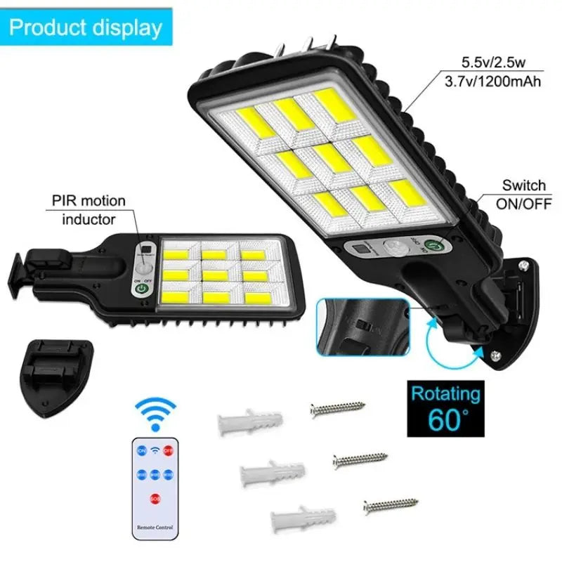 1~4pcs Solar Lights Outdoor: 3 Mode Waterproof Motion Sensor Security Lighting LED Wall Street Lamp for Garden - 108/117COB