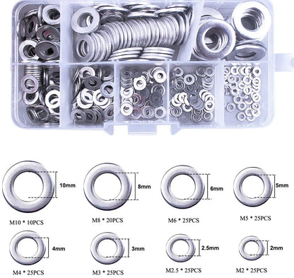 Stainless Steel Sealing Gasket Washer Set - 180pcs M2-M10 Sump Plug Oil Seals for General Repair - Solid and Durable