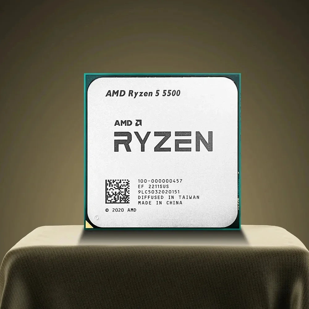 AMD Ryzen 5 5500 CPU Processor - 6-Core, 12-Thread, 3.6GHz, 16MB L3 Cache, 7NM, Socket AM4 (No Fan)