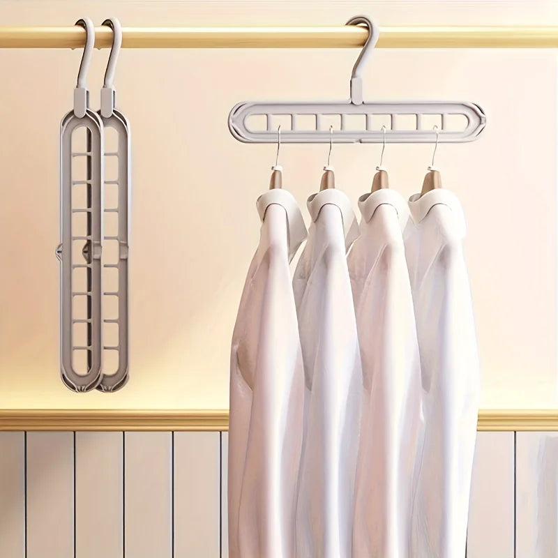 3pcs Foldable 9-Hole Plastic Hangers – Heavy Duty Space-Saving Clothes Organizer for Closet & Home