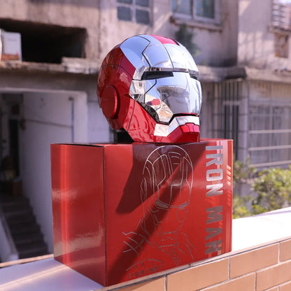 1:1 Iron Man Helmet Mk5 to Mk50 – Avengers War Machine Cosplay with Electric Open/Close, English Voice & Remote Control, Christmas Gift Toy