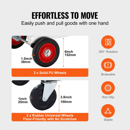 VEVOR Lightweight Folding Hand Truck 400 lbs Capacity Dolly with Wheels for Moving & Warehouse Use   1/2