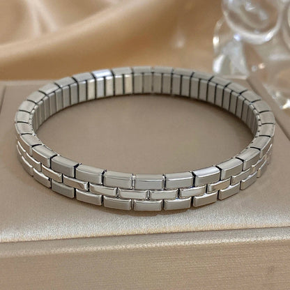 Greatera Five-Layer 10mm Beaded Bracelet – Two-Tone Stainless Steel Watch Chain Bangle Jewelry for Men & Women