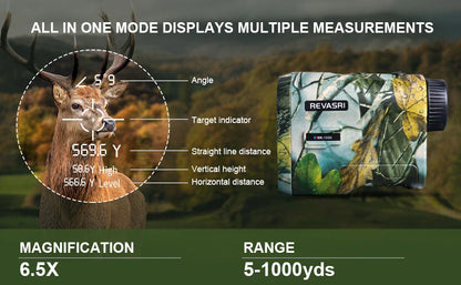 REVASRI Hunting Laser Rangefinder – 1000 Yards, Rechargeable Battery, Target Acquisition Tech