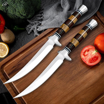 Stainless Steel Bone Meat Cleaver - Hand Forged Chef Butcher Boning Knife | Kitchen Fillet Knife with Rounded Handle for Cooking and Fruit