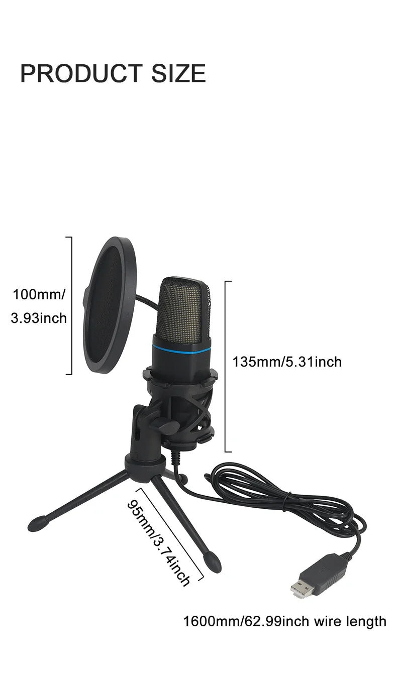 USB RGB Microphone – Condenser Gaming Mic for Podcast, Studio Recording & Streaming on Laptop/PC