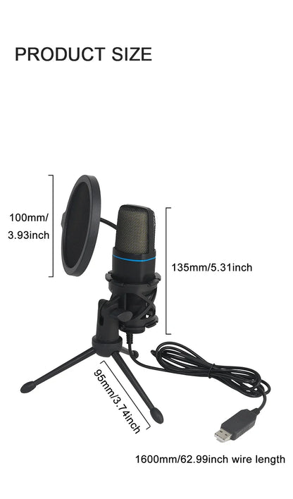 USB RGB Microphone – Condenser Gaming Mic for Podcast, Studio Recording & Streaming on Laptop/PC